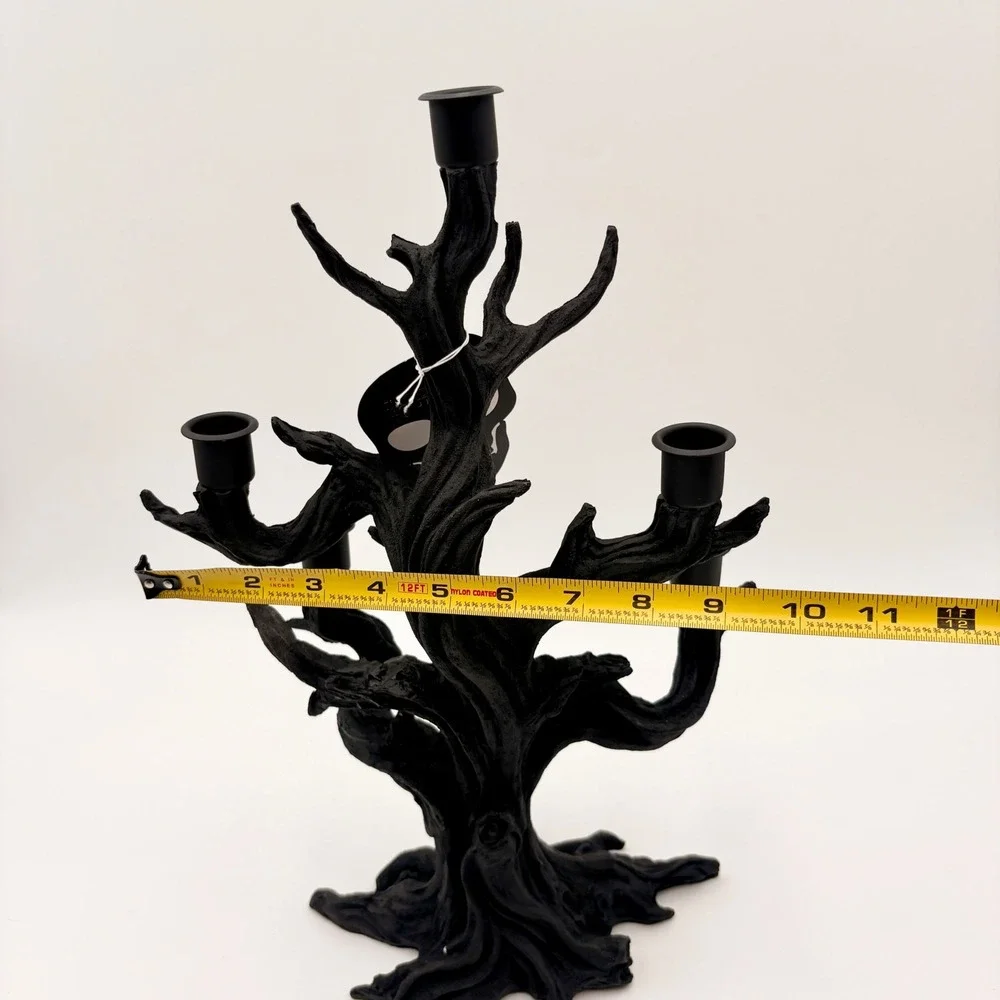 Spooky Boutique Black Gnarled Tree Candelabra 5 Arm Halloween Gothic Decor